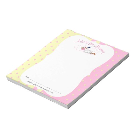 かわいい小さな赤ちゃん女の子とコウノトリ – アドバイス ノートパッド (回転)