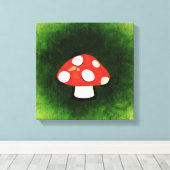 かわいい小さな赤キノコ キャンバスプリント (インサイチュ (ウッドフロア))