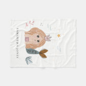 かわいい小さな赤面シーマーメイドウォーターカラーガールラルグ フリースブランケット (正面(横))