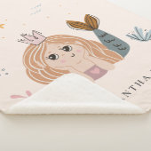 かわいい小さな赤面シーマーメイドウォーターカラーガール シェルパブランケット (3/4)