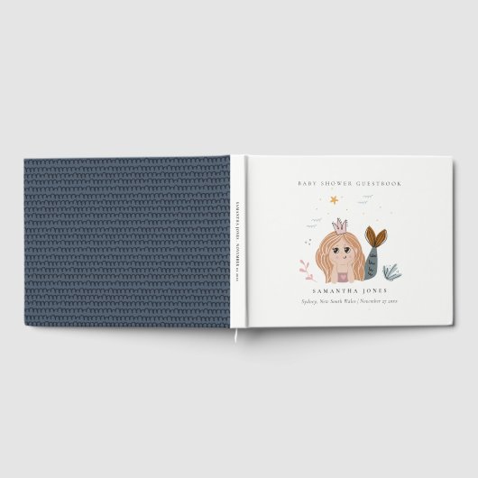 かわいい小さな赤面シーマーメイドガールベビーシャワー ゲストブック (全面)