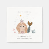 かわいい小さな赤面シーマーメイドガールベビーシャワー スタンダードカクテルナプキン (正面)