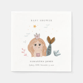 かわいい小さな赤面シーマーメイドガールベビーシャワー スタンダードカクテルナプキン