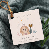 かわいい小さな赤面シーマーメイドガールベビーシャワー フェイバータグ