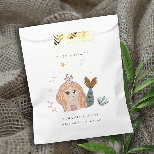 かわいい小さな赤面シーマーメイドガールベビーシャワー フェイバーバッグ