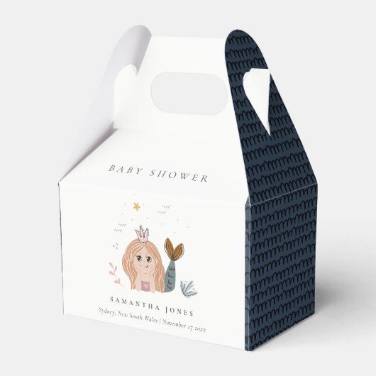 かわいい小さな赤面シーマーメイドガールベビーシャワー フェイバーボックス (正面サイド)