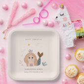 かわいい小さな赤面シーマーメイドガールベビーシャワー ペーパープレート (パーティー)