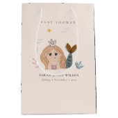 かわいい小さな赤面シーマーメイドガールベビーシャワー ミディアムペーパーバッグ (正面)