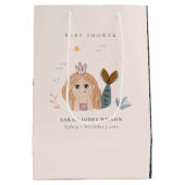 かわいい小さな赤面シーマーメイドガールベビーシャワー ミディアムペーパーバッグ (裏面)