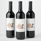 かわいい小さな赤面シーマーメイドガールベビーシャワー ワインラベル (ボトル)