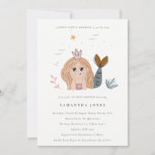 かわいい小さな赤面シーマーメイドベビーシャワー招待状 サンキューカード (正面)