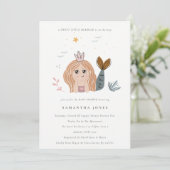 かわいい小さな赤面シーマーメイドベビーシャワー招待状 サンキューカード (スタンド正面)