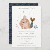 かわいい小さな赤面シーマーメイドベビーシャワー招待状 サンキューカード (正面/裏面)