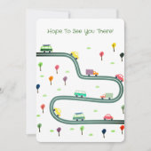 かわいい小さな車の旅行車道上 招待状 (正面)