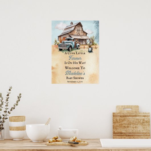 かわいい小さな農家が赤ちゃんシャワーを浴びる ポスター (キッチン)