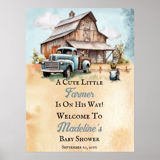 かわいい小さな農家が赤ちゃんシャワーを浴びる ポスター (正面)