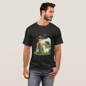 かわいい小さな農家の少年とヤギ Tシャツ (正面フル)