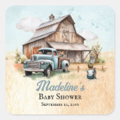 かわいい小さな農家の赤ちゃんシャワー スクエアシール (正面)