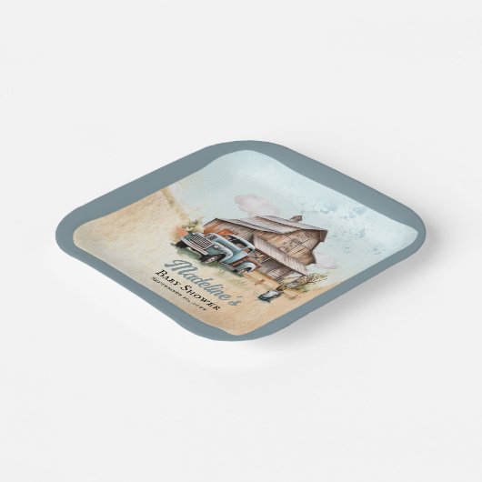 かわいい小さな農家の赤ちゃんシャワー ペーパープレート (傾斜あり)