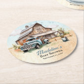 かわいい小さな農家の赤ちゃんシャワー ラウンドペーパーコースター (アングル)