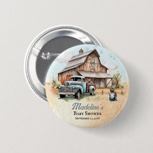 かわいい小さな農家の赤ちゃんシャワー 缶バッジ (正面&裏面)