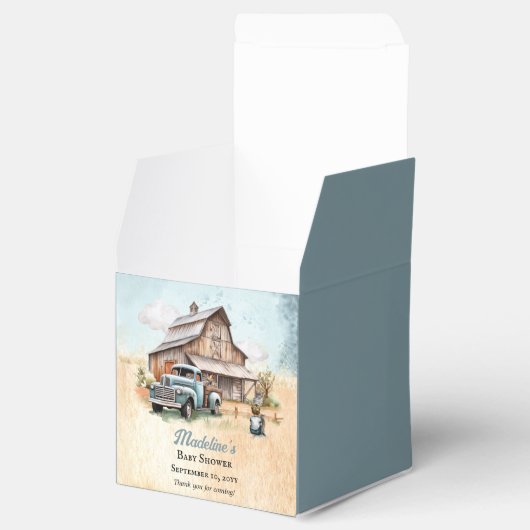 かわいい小さな農家男の赤ちゃんシャワーありがとう フェイバーボックス (オープン)