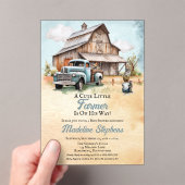 かわいい小さな農家納屋 トラック男の子の赤ちゃんシャワー アクリル招待状 (インサイチュ (ポータブル))