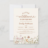 かわいい小さな野の花のテラコッタベビーシャワー 招待状 (正面)