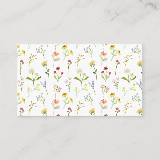 かわいい小さな野花の赤ちゃんシャワーおむつラッフル エンクロージャーカード (裏面)