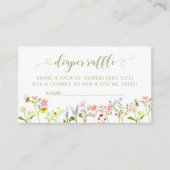 かわいい小さな野花の赤ちゃんシャワーおむつラッフル エンクロージャーカード (正面)