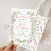 かわいい小さな野花1st誕生日ガールパーティー 招待状