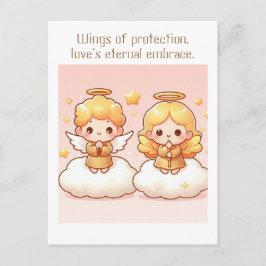 かわいい小さな金色の守護天使 ポストカード