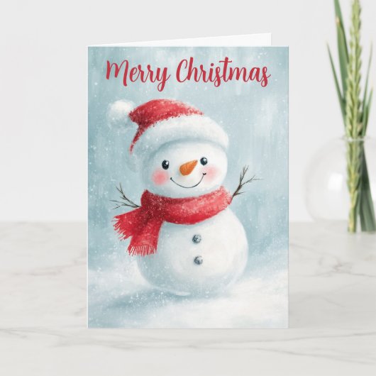 かわいい小さな雪だるまのクリスマスカード カード (正面)