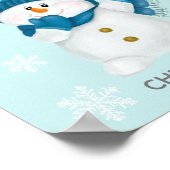 かわいい小さな雪だるまの水色外は寒い! ポスター (角)