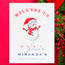 かわいい小さな雪だるまへようこそ冬の赤ちゃんシャワー ポスター