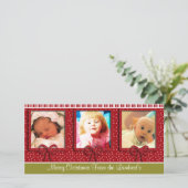 かわいい小さな雪のストライプ結晶クリスマス写真 シーズンカード (スタンド正面)