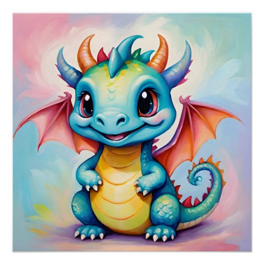 かわいい小さな青いドラゴン ポスター (正面)