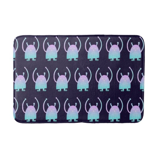 かわいい小さな青いモンスター バスマット (正面)