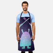 かわいい小さな青い怪物 エプロン (着用した状態)