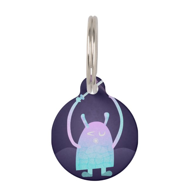 かわいい小さな青い怪物 ペット　ネームタグ (正面)
