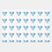 かわいい小さな青い男の子ゾウ ラッピングペーパーシート (正面3)