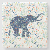かわいい小さな青い象の植物水色 ストーンコースター (正面)
