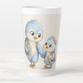 かわいい小さな青い鳥の背の高いラテコーヒーマグ カフェラテマグ