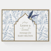 かわいい小さな青の鳥の赤ちゃんシャワーゲストブック ゲストブック (正面)