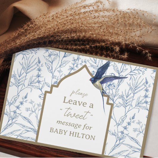 かわいい小さな青の鳥の赤ちゃんシャワーゲストブック ゲストブック