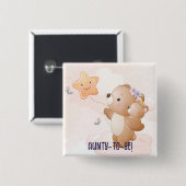 かわいい小さな青Auntyかわいい赤ちゃんシャワー 缶バッジ (正面&裏面)