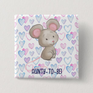 かわいい小さな青Auntyかわいい赤ちゃんシャワー 缶バッジ