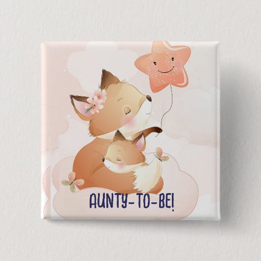 かわいい小さな青Auntyかわいい赤ちゃんシャワー 缶バッジ (正面)