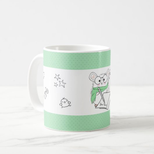 かわいい小さな頭が切れるハムスターグリーン コーヒーマグカップ (正面左)