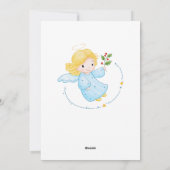 かわいい小さな飛んでいる天使の女の子のクリスマス シーズンカード (裏面)